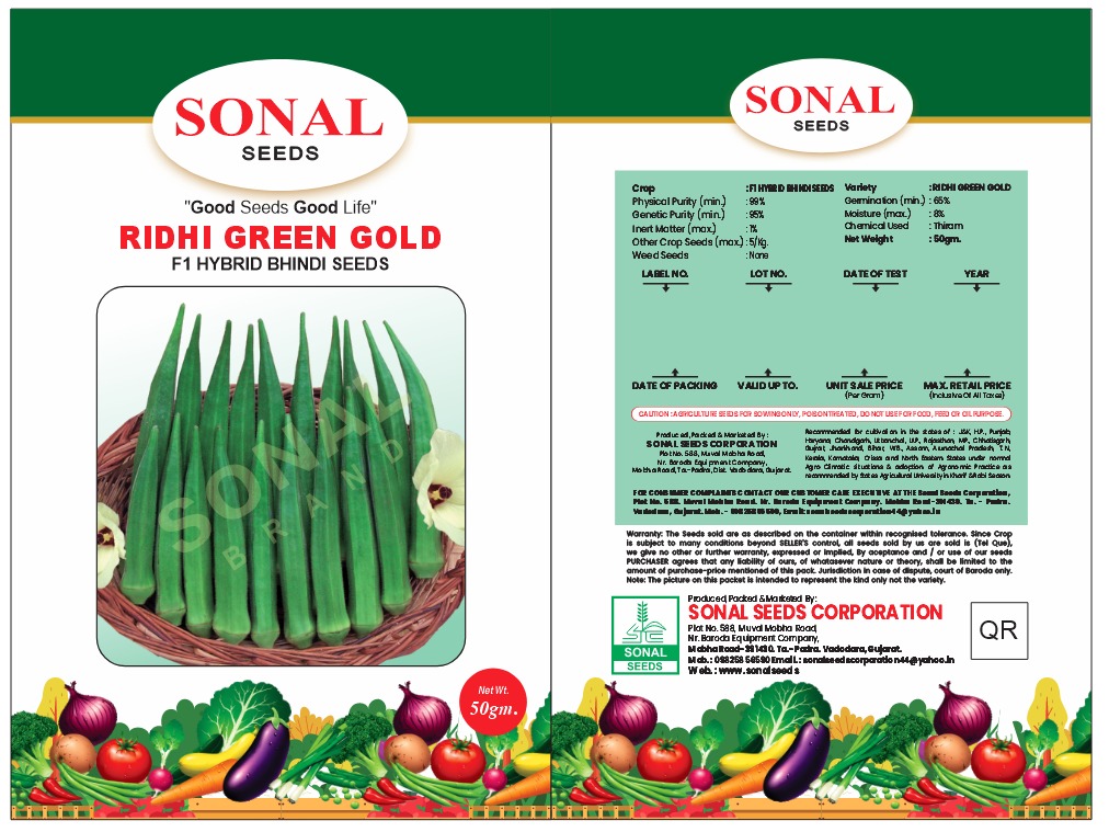 Sonal Ridhi Green Gold F-1 Hybrid Bhindi Seeds